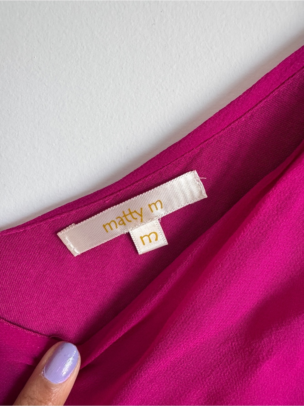 Matty M Deep Fuchsia 100% Silk V-Neck Flow Blouse - Picture 4 of 6